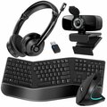 Delton Work Anywhere Ergonomic 4pc 30X Wireless Headset Wireless Keyboard and Mouse, USB Webcam DBND4WLS30X